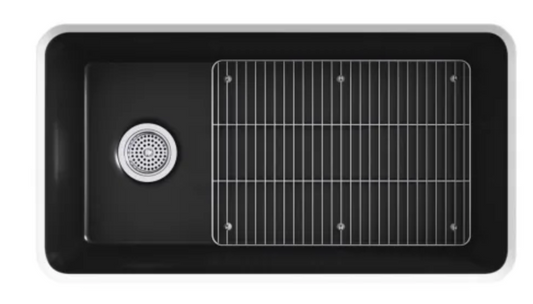 Kohler Cairn 33-1/2" Undermount Single Bowl Neoroc Granite Composite Kitchen Sink with Bottom Sink Rack Matte Black K-8206-CM1