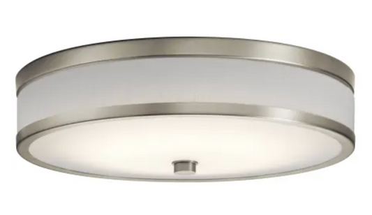 Kichler Pira 15" Wide Integrated LED Flush Mount Drum Ceiling Fixture Brushed Nickel 11303NILED