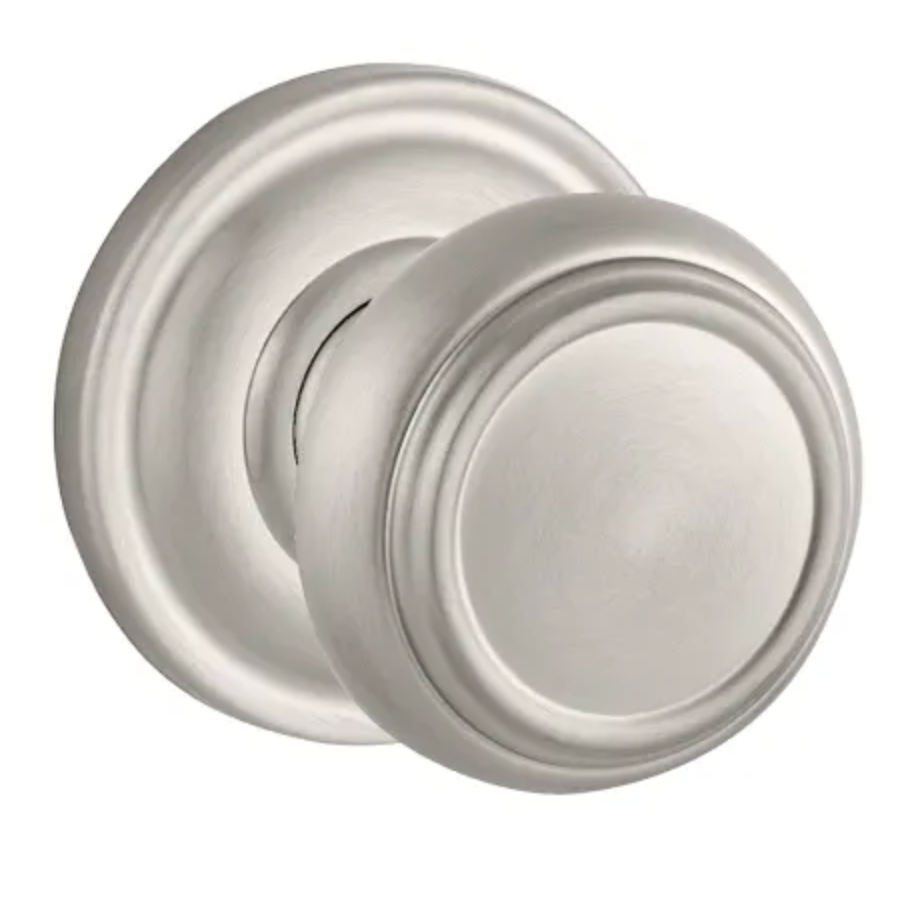 Baldwin Traditional Privacy Door Knob with Round Rose Satin Nickel PVTRATRR150
