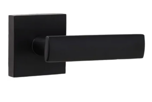 Weslock Utica Passage Door Lever Set with Square Rose from the Transitional Collection Matte Black 007003232FR20