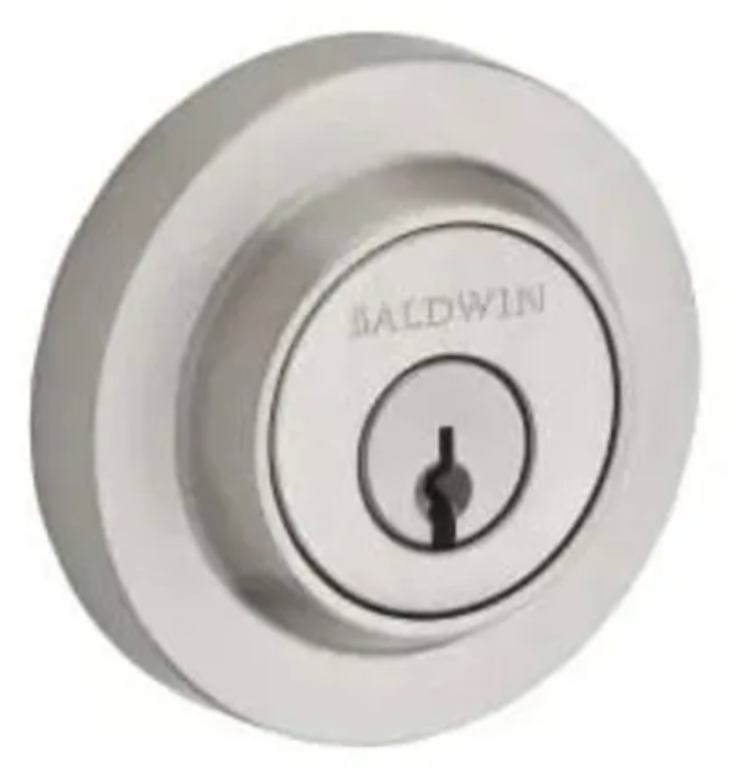 Baldwin Contemporary Round Single Cylinder Keyed Entry Deadbolt Satin NIckel SCCRD150
