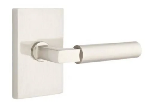 Emtek Hercules Reversible Non-Turning Two-Sided Dummy Door Lever Set from the Brass Modern Collection Satin Nickel 505HECUS15