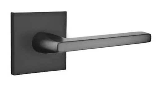 Emtek Helios Passage Door Lever Set with Square Rose Flat Black 5110HLOUS19
