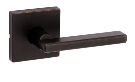 Kwikset Montreal Passage Door Lever Set with Square Rose Venetian Bronze 720MRLSQT-11P