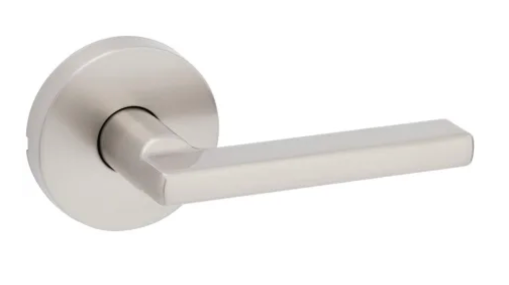 Kwikset Halifax Passage Door Lever Set with Round Rose Satin Nickel 720HFLRDT-15