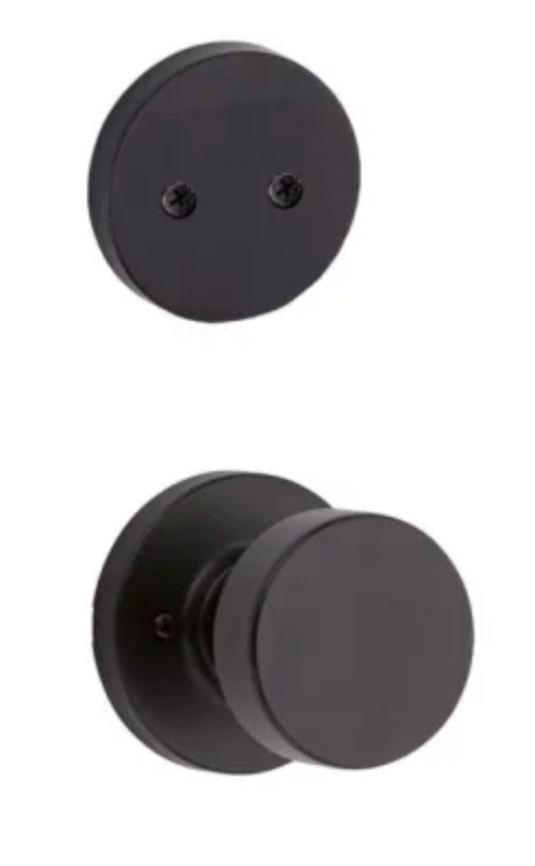 Kwikset Pismo Non-Turning Dummy Interior Pack with Round Rose Matte Black 973PSKRDT-514