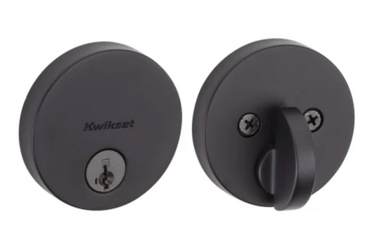 Kwikset Uptown Low Profile Single Cylinder Deadbolt with SmartKey Technology Matte Black 258RDT-514S.STRKP