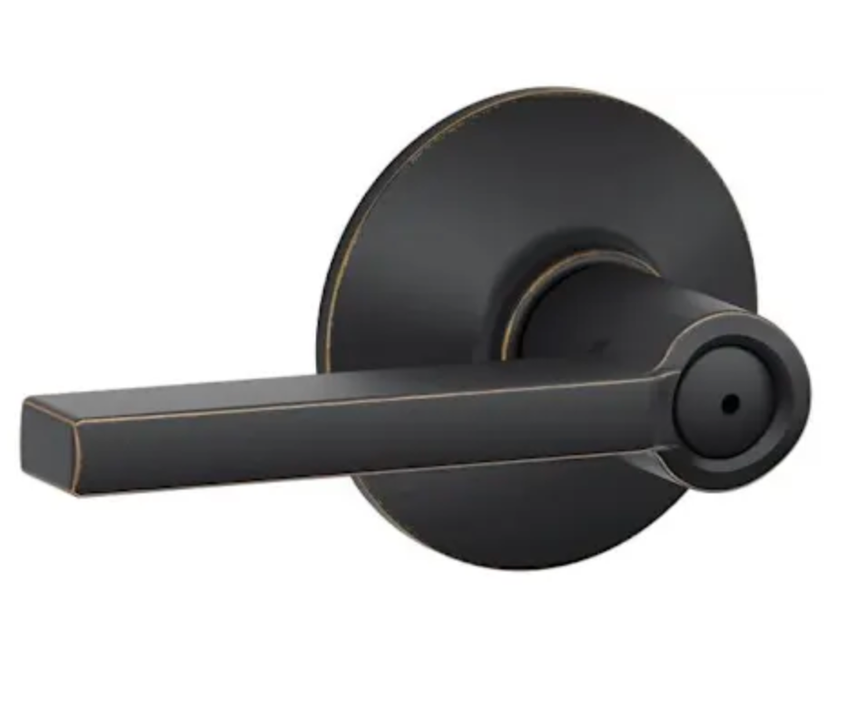 Schlage Latitude Privacy Door Lever Set Aged Bronze F40LAT716