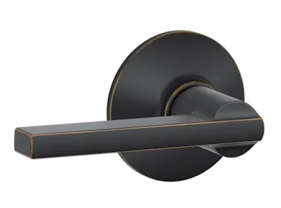 Schlage Latitude Passage Door Lever Set Aged Bronze F10LAT716