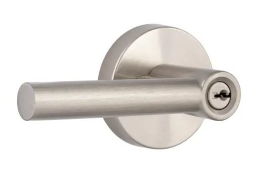 Miseno Elkton Round Rod Single Cylinder Keyed Entry Door Lever Set Satin Nickel MLK1012SN