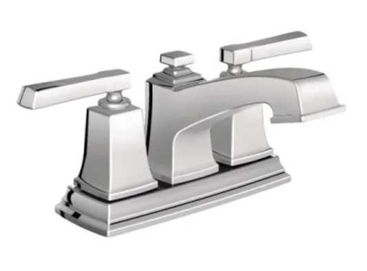 Moen Boardwalk Centerset Bathroom Faucet with Metal Pop-Up Drain Assembly Chrome 6010