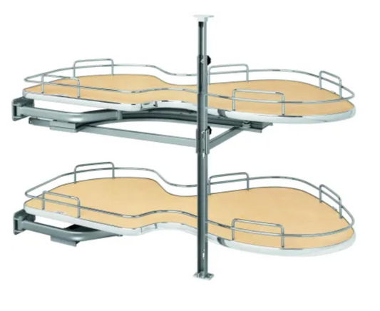 Rev-A-Shelf Contemporary 39"W Cloud - Girasolo Pull Out Pivot 2 Tier / Shelf Lazy Susan Style Blind Corner Organizer for Left Open / Blind Right Cabinet Maple Rev-A-Shelf 5372-21-MPL