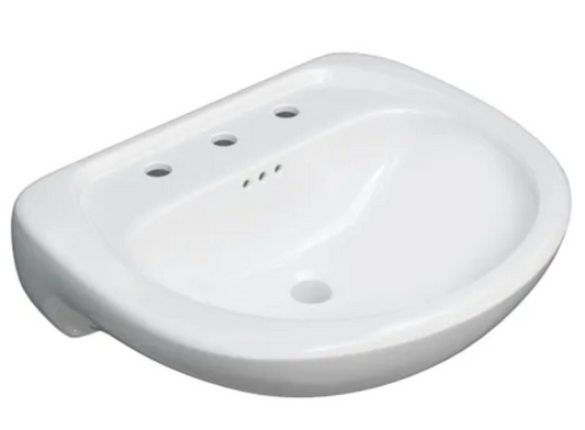 PROFLO Lisbon Valley 24" Oval Vitreous China Pedestal Bathroom Sink with Overflow and 3 Faucet Holes at 4" Centers White PF4008WH