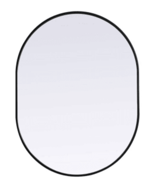 Elegant Lighting Asha 30" W x 40" H Modern Oval Bathroom Wall Mirror Black MR2A3040BLK