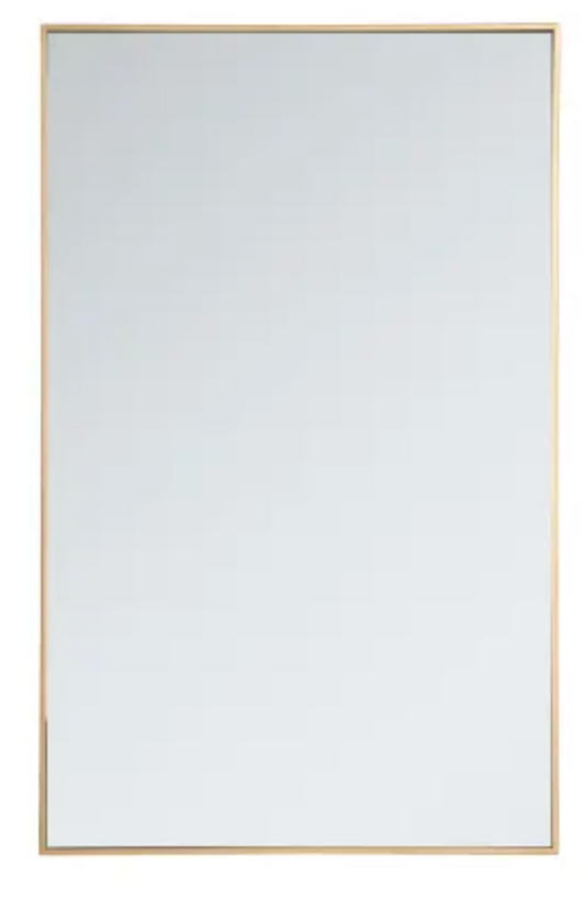 Elegant Lighting Monet 30" W x 48" H Contemporary Rectangular Metal Framed Bathroom Wall Mirror Brass MR43048BR