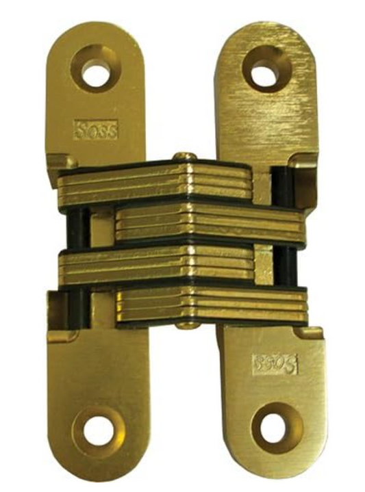 Soss Invisible Medium Duty Door Hinge with 180° Degree Opening Angle - Single Hinge Satin Brass 208US4