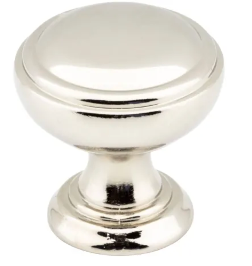 Jeffrey Alexander Tiffany 1-1/4" Classic Transitional Stepped Round Mushroom Cabinet Knob / Drawer Knob Polished Nickel 658NI