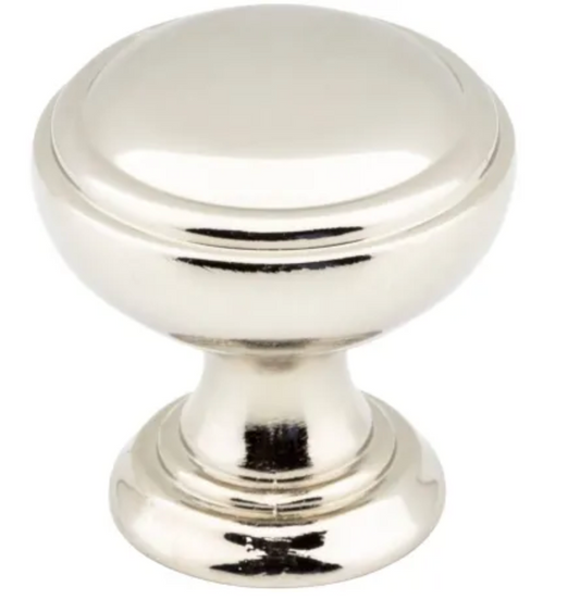 Jeffrey Alexander Tiffany 1-1/4" Classic Transitional Stepped Round Mushroom Cabinet Knob / Drawer Knob Polished Nickel 658NI