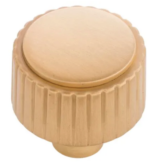Belwith Keeler Sinclaire 1-1/4" Cylindrical Ridged Cabinet Knob / Drawer Knob Brushed Golden Brass B076883-BGB