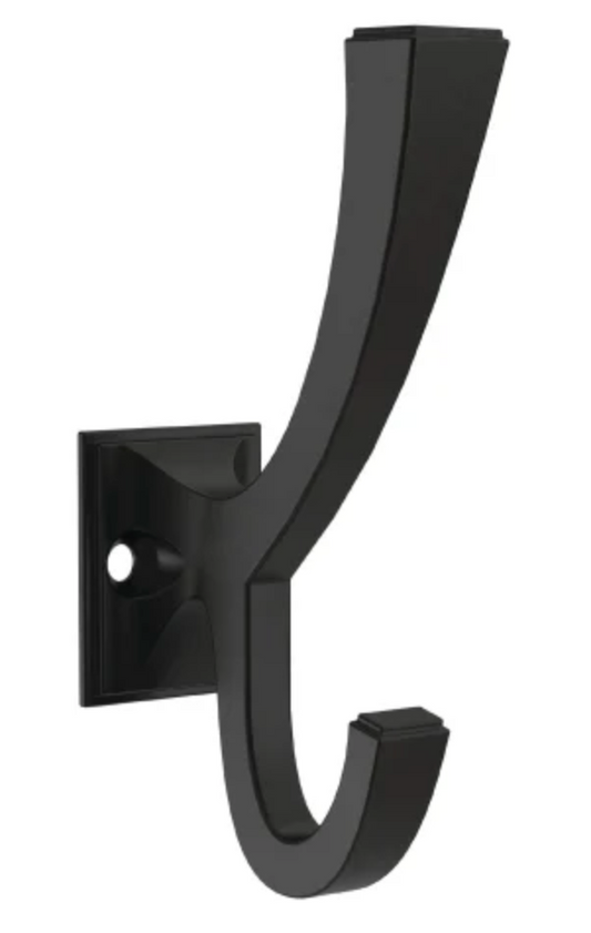 Franklin Brass Classic Edge 1 Inch Wide Coat and Hat Hook - Pack of 4 Matte Black B47250K-FB-C