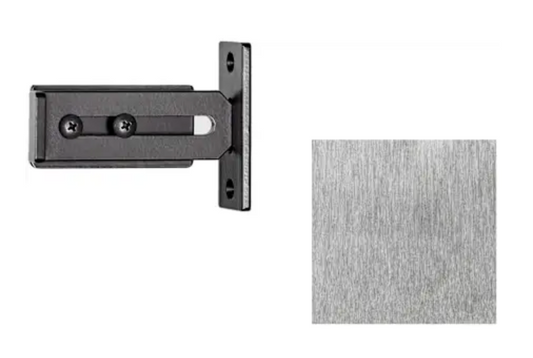 Leatherneck Hardware 4 Inch Sliding Privacy Lock for Sliding Barn Door Hardware from the Flat Track Collection Brushed Nickel 0121-9087