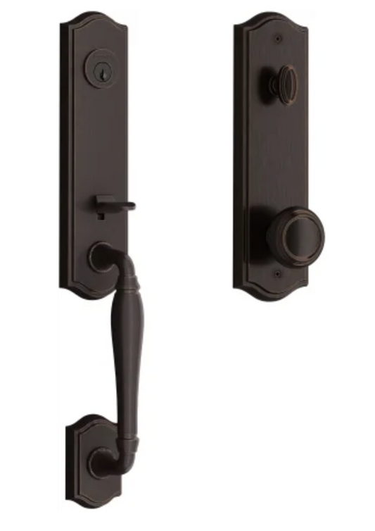Baldwin New Hampshire One Piece Single Cylinder Keyed Entry Handleset with Interior Traditional Knob and Emergency Egress Function Venetian Bronze EENEWxTRATAE112
