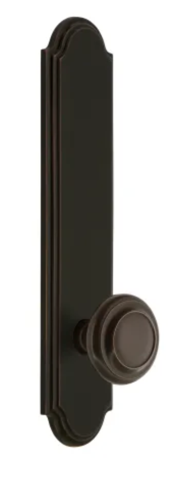 Grandeur Arc Solid Brass Tall Plate Rose Single Dummy Door Knob with Circulaire Knob Timeless Bronze 836377