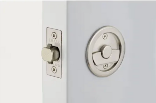 Emtek Round Tubular 2-1/2" Privacy Pocket Door Lock Satin Nickel 2145US15