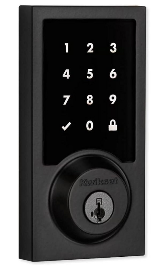 Kwikset  Z-Wave ZW500 Enabled Contemporary Smartcode Touchscreen Deadbolt with RCAL Latch and RCS Strike Iron Black Finish 916CNT500-514V2