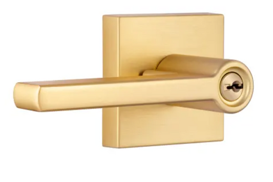 Miseno Lorton Flat Bar Single Cylinder Keyed Entry Door Lever Set Satin Brass MLK1022SB