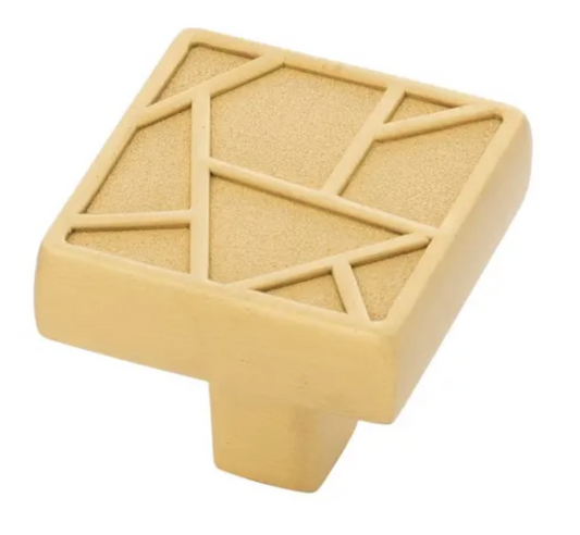 Belwith Keeler Cullet 1-3/8 Inch Square Art Deco Cabinet Knob / Drawer Knob Brushed Golden Brass B077134-BGB
