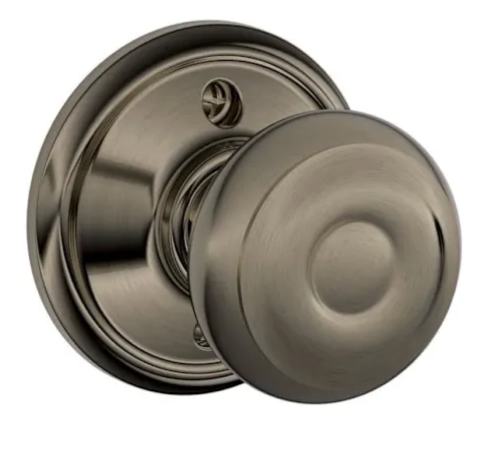 Schlage Georgian Non-Turning One-Sided Dummy Door Knob Antique Pewter F170GEO620
